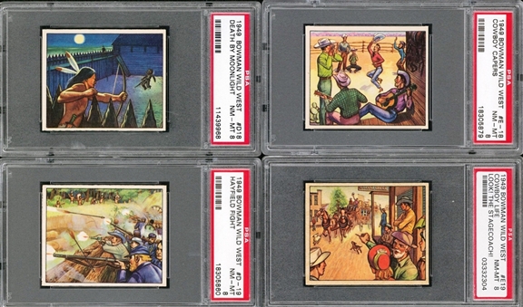 1949 Bowman "Wild West" PSA NM-MT 8 "High Numbers" Collection (4 Different)